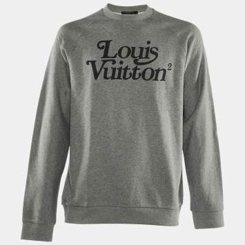 Louis Vuitton x Nigo Grey Logo Print Cotton Sweatshirt L