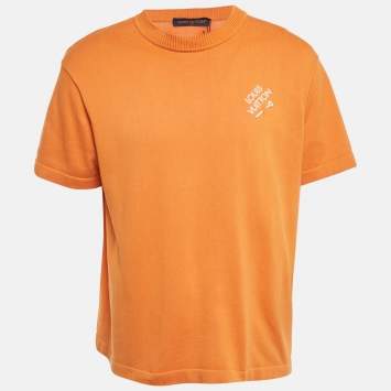 Louis Vuitton Orange Cotton Knit Signature SS Pullover M