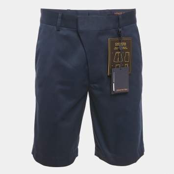 مملوكة مسبقًا Louis Vuitton Navy Blue Gabardine Staples Edition Shorts S/Waist 33"