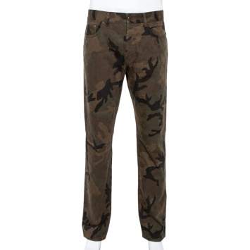 Pre Owned Louis Vuitton X Supreme Camouflage Monogram Jacquard Regular Fit Jeans XL