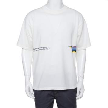 Pre Owned Louis Vuitton Cream Cashmere Plain Rainbow Crewneck T Shirt M