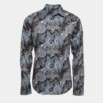 Pre Owned Louis Vuitton Blue Paisley Print Cotton Full Sleeves Button Front Shirt L