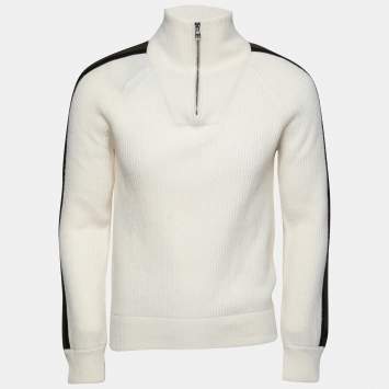 Pre Owned Louis Vuitton Cream Wool & Cashmere Turtleneck Sweater M