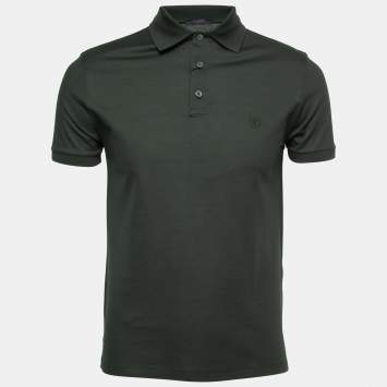 Pre Owned Louis Vuitton Green Cotton Polo T Shirt XS