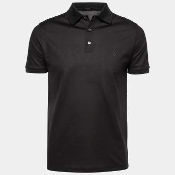 Pre Owned Louis Vuitton Black Cotton Polo T Shirt S