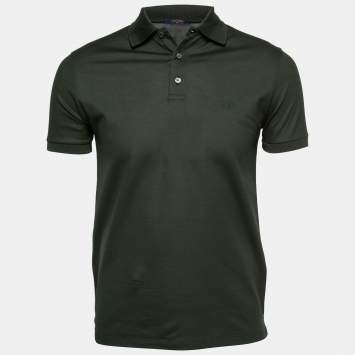 Pre Owned Louis Vuitton Green Cotton Polo T Shirt XS