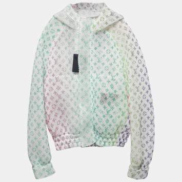 Pre Owned Louis Vuitton White Monogram Gradient Mesh Jacket XL
