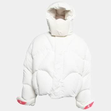 Louis Vuitton White Down Cropped Rave Puffer Jacket L