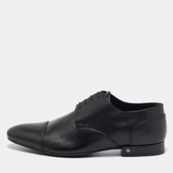 Pre Owned Louis Vuitton Black Leather Oxfords Size 43
