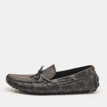 Pre Owned Louis Vuitton Black Monogram Canvas Arizona Loafers Size 43.5