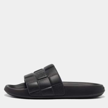 Pre Owned Louis Vuitton Black Rubber Waterfront Slide Sandals Size 43