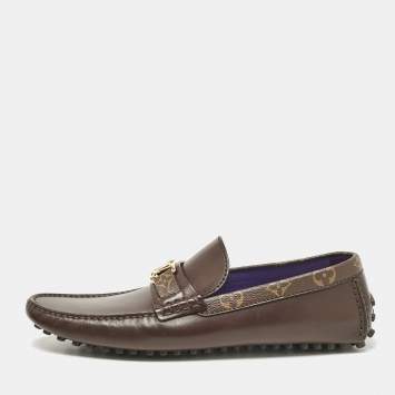 Pre Owned Louis Vuitton Dark Brown Leather Hockenheim Loafers Size 43.5