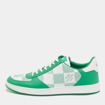 Pre Owned Louis Vuitton Green/White Canvas and  Leather Rivoli Low Top Sneakers Size 41