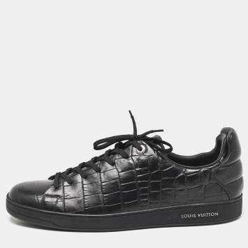 مملوكة مسبقًا Louis Vuitton Black Crocodile Leather Frontrow Lace Up Sneakers Size 44
