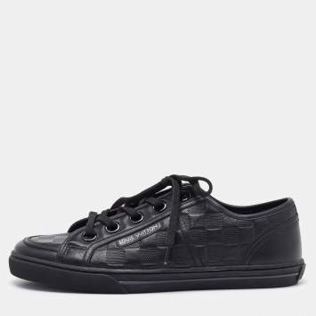 Pre Owned Louis Vuitton Black Damier Infini Leather Low Top Sneakers Size 40.5