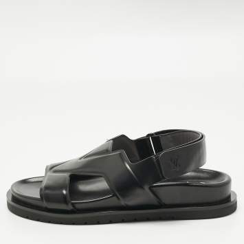 Pre Owned Louis Vuitton Black Leather LV Oasis Slingback Slide Sandals Size 40