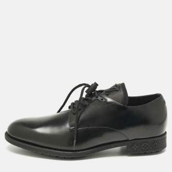Pre Owned Louis Vuitton Black Leather LV Harness Derby Size 41.5