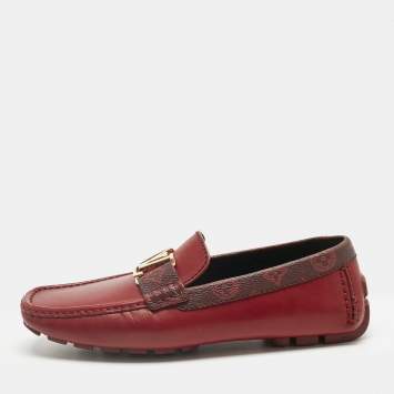 Pre Owned Louis Vuitton Red Leather Monte Carlo Loafers Size 41
