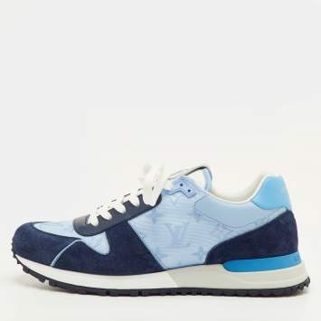 مملوكة مسبقًا Louis Vuitton Run Away Size 41 Blue/Navy Monogram Fabric, Leather and Suede Sneakers