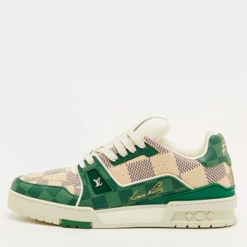 مملوكة مسبقًا Louis Vuitton LV Trainer Size 41 Green/Off White Damier Leather Sneakers