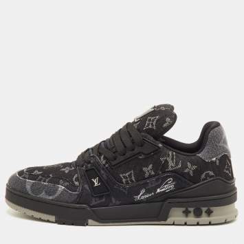 مملوكة مسبقًا Louis Vuitton LV Trainer Size 41 Black Monogram Denim Lace Up Sneakers