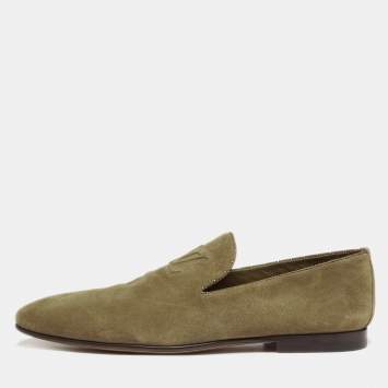 مملوكة مسبقًا Louis Vuitton Estate Size 43 Green Suede Slip On Loafers