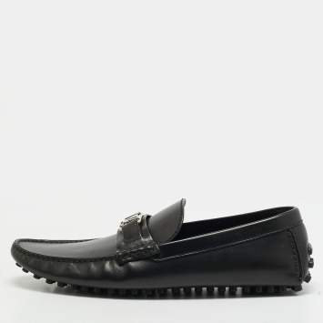 Pre Owned Louis Vuitton Hockenheim Size 44 Black Leather Moccasins