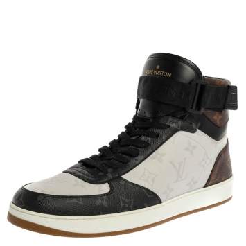 Pre Owned Louis Vuitton Tri color Monogram Canvas Rivoli Sneaker Boot Size 43