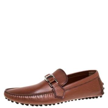 Pre Owned Louis Vuitton Brown Leather Monte Carlo Slip On Loafers Size 41.5