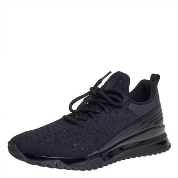 Pre Owned Louis Vuitton Black Knit Fabric V.N.R. Sneakers Size 41.5