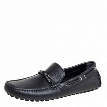 Pre Owned Louis Vuitton Black Leather Raspail Slip On Moccasins Size 41