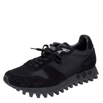 Pre Owned Louis Vuitton Black Suede And Mesh Runner Sneakers Size 41