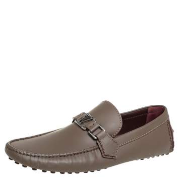 Pre Owned Louis Vuitton Brown Leather Hockenheim Slip On Loafers Size 41