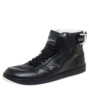 Pre Owned Louis Vuitton Black Leather Rivoli High Top Sneakers Size 45