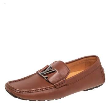 Pre Owned Louis Vuitton Brown Leather Monte Carlo Loafers Size 41