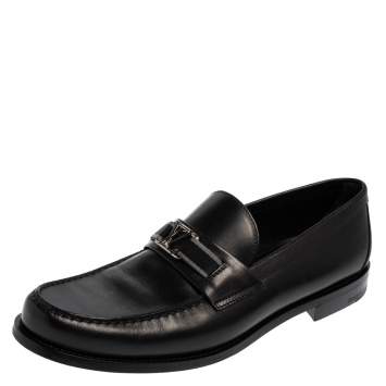 Pre Owned Louis Vuitton Black Leather Montaigne Loafers Size 44