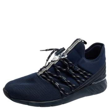 Pre Owned Louis Vuitton Navy Blue Fabric And Mesh Fastlane Sneakers Size 43