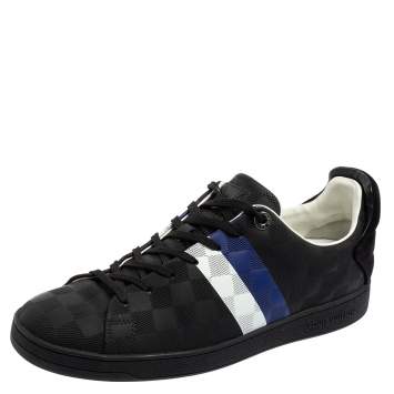 Pre Owned Louis Vuitton Black Suede And Leather Damier Infini Frontrow Sneakers Size 42.5