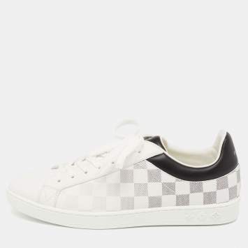 Pre Owned Louis Vuitton White/Black Leather Gradient Check Print Luxembourg Sneakers Size 41 