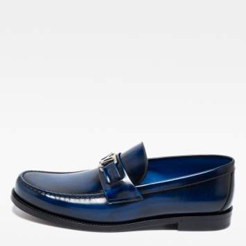 Pre Owned Louis Vuitton Two-Tone Patent Leather Major Slip-On Loafers Size 42