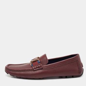 Pre Owned Louis Vuitton Burgundy Leather Monte Carlo Loafers Size 41