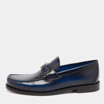 Pre Owned Louis Vuitton Two-Tone Leather Major Slip-On Loafers Size 41