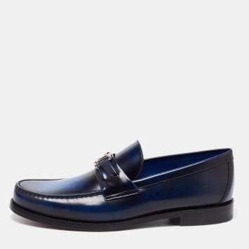 Pre Owned Louis Vuitton Two Tone Leather Major Slip On Loafers Size 42