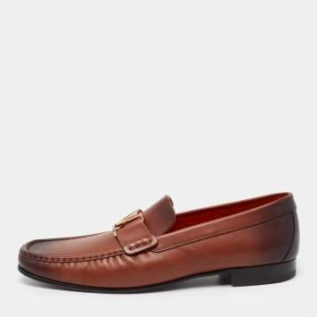 Pre Owned Louis Vuitton Brown Two-Tone Leather Monte Carlo Slip On Loafers Size 44