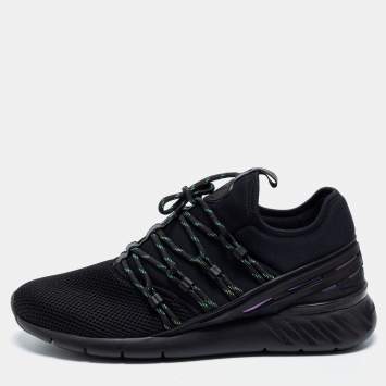 Pre Owned Louis Vuitton Black Fabric And Mesh Fastlane Sneakers  Size 41.5 
