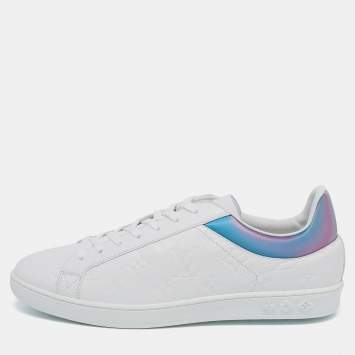 Pre Owned Louis Vuitton White Leather Luxembourg Sneakers Size 42