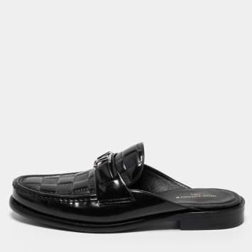 Pre Owned Louis Vuitton Black Leather  Moajor Mule Sandals Size 42