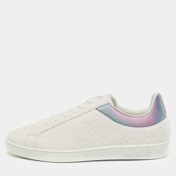 Pre Owned Louis Vuitton White Leather Luxembourg Sneakers Size 42