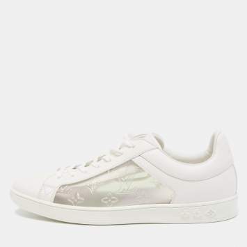Pre Owned Louis Vuitton White/Transparent PVC and Leather Low Top Sneakers Size 41.5