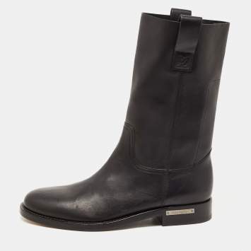 Pre Owned Louis Vuitton Black Leather Mid Calf Boots Size 42